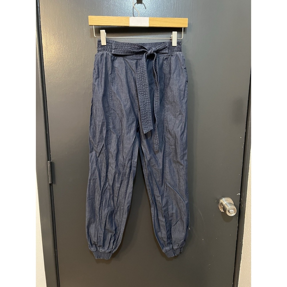 ANTHROPOLOGIE Pants Womens Small Chambray Elastic Globetrotter Jogger Formal